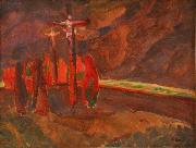 Jindrich Prucha Crucifixion oil painting artist